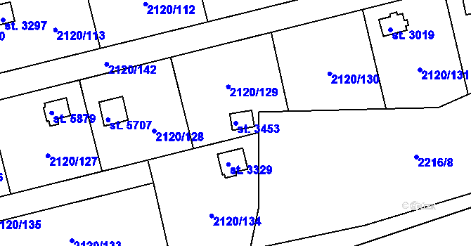 Parcela st. 3453 v KÚ Klatovy, Katastrální mapa