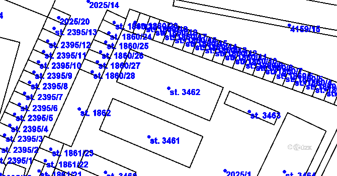 Parcela st. 3462 v KÚ Klatovy, Katastrální mapa
