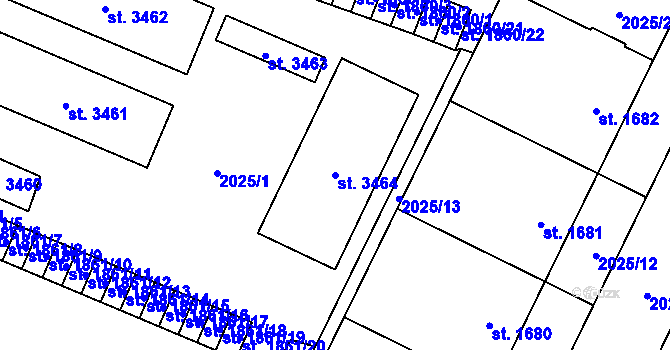 Parcela st. 3464 v KÚ Klatovy, Katastrální mapa