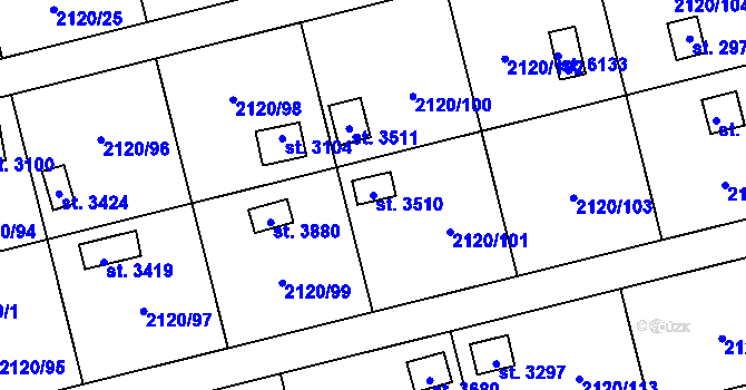 Parcela st. 3510 v KÚ Klatovy, Katastrální mapa