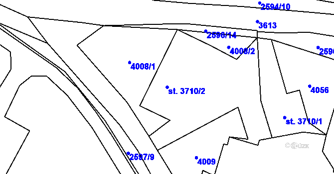 Parcela st. 3710/2 v KÚ Klatovy, Katastrální mapa