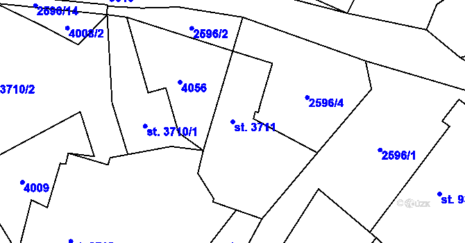 Parcela st. 3711 v KÚ Klatovy, Katastrální mapa