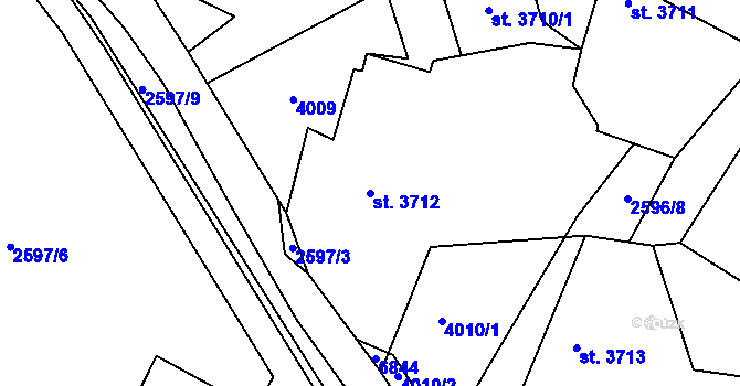 Parcela st. 3712 v KÚ Klatovy, Katastrální mapa