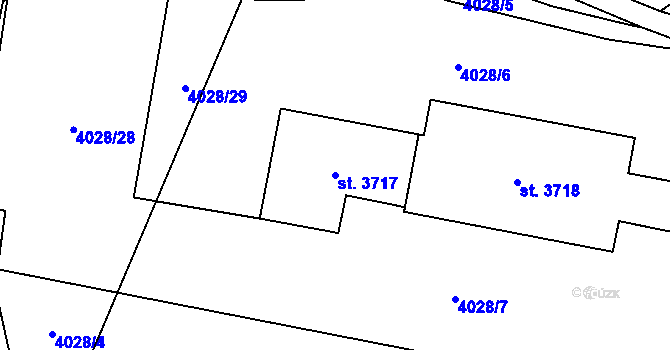 Parcela st. 3717 v KÚ Klatovy, Katastrální mapa