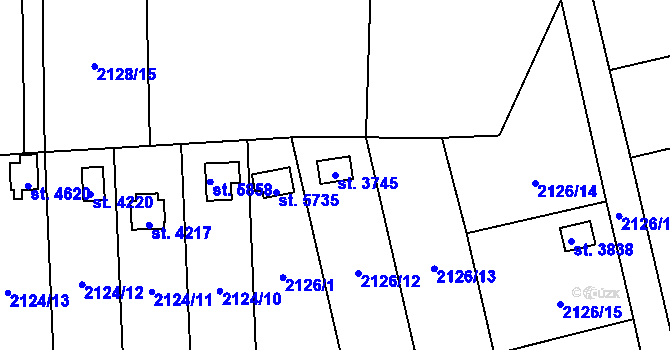 Parcela st. 3745 v KÚ Klatovy, Katastrální mapa