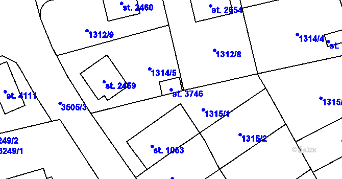 Parcela st. 3746 v KÚ Klatovy, Katastrální mapa