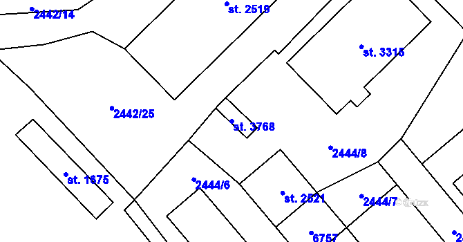 Parcela st. 3768 v KÚ Klatovy, Katastrální mapa