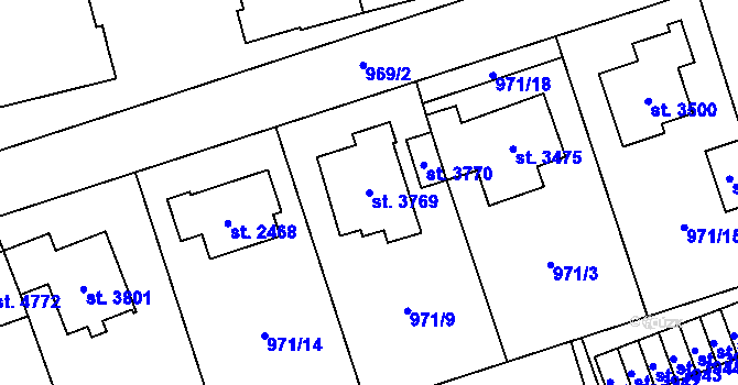 Parcela st. 3769 v KÚ Klatovy, Katastrální mapa