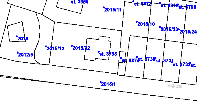 Parcela st. 3795 v KÚ Klatovy, Katastrální mapa