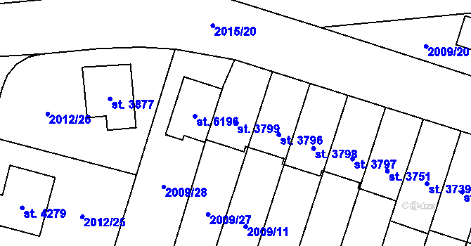 Parcela st. 3799 v KÚ Klatovy, Katastrální mapa