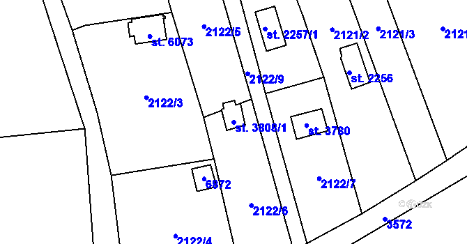 Parcela st. 3808/1 v KÚ Klatovy, Katastrální mapa