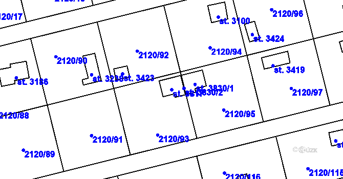 Parcela st. 3817 v KÚ Klatovy, Katastrální mapa