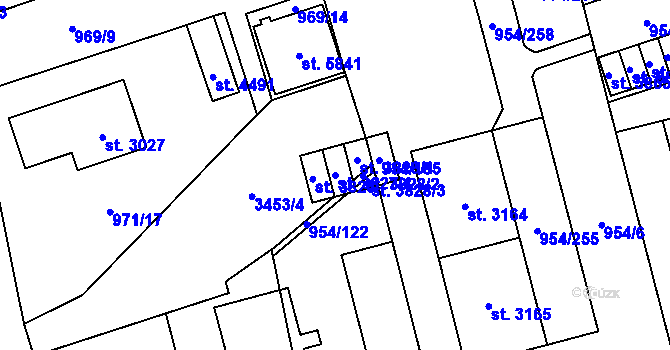 Parcela st. 3827/1 v KÚ Klatovy, Katastrální mapa