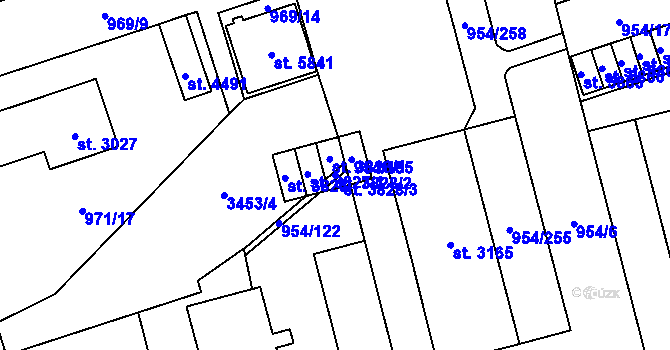Parcela st. 3828/2 v KÚ Klatovy, Katastrální mapa