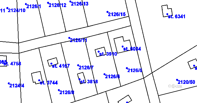 Parcela st. 3910 v KÚ Klatovy, Katastrální mapa