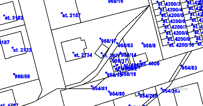 Parcela st. 3927 v KÚ Klatovy, Katastrální mapa