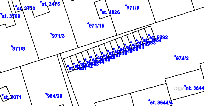 Parcela st. 3947 v KÚ Klatovy, Katastrální mapa