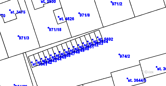 Parcela st. 3952 v KÚ Klatovy, Katastrální mapa