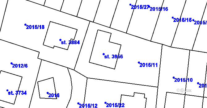 Parcela st. 3956 v KÚ Klatovy, Katastrální mapa