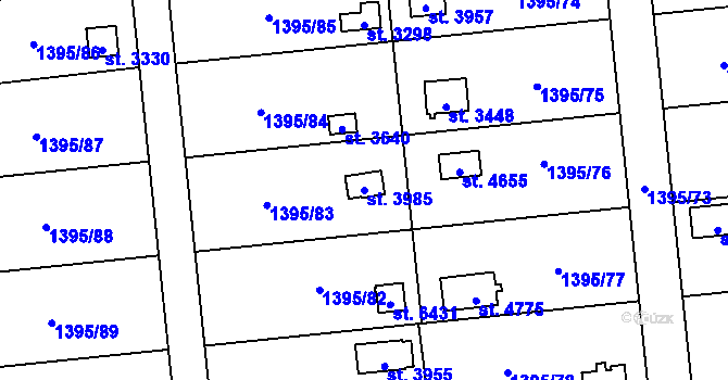 Parcela st. 3985 v KÚ Klatovy, Katastrální mapa