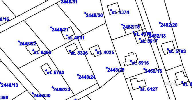 Parcela st. 4025 v KÚ Klatovy, Katastrální mapa