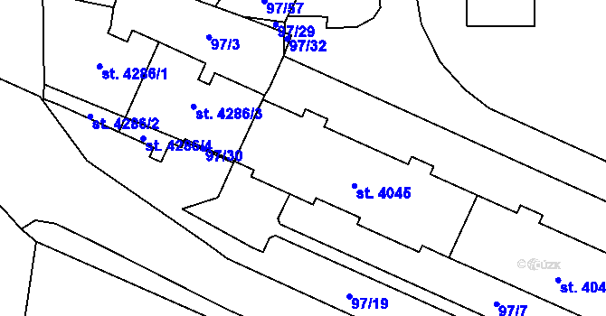 Parcela st. 4045 v KÚ Klatovy, Katastrální mapa