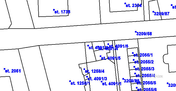 Parcela st. 4091/2 v KÚ Klatovy, Katastrální mapa