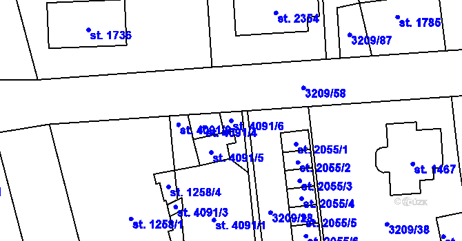 Parcela st. 4091/6 v KÚ Klatovy, Katastrální mapa