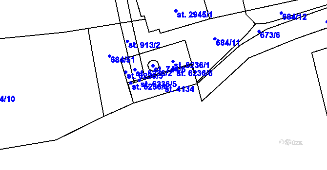 Parcela st. 4134 v KÚ Klatovy, Katastrální mapa