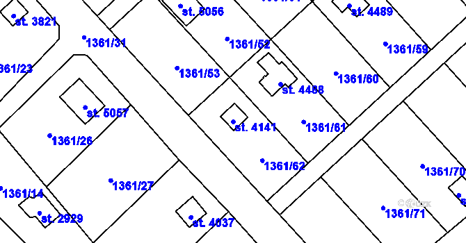 Parcela st. 4141 v KÚ Klatovy, Katastrální mapa