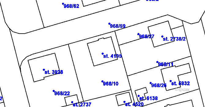Parcela st. 4195 v KÚ Klatovy, Katastrální mapa