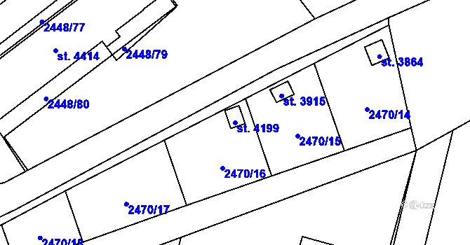 Parcela st. 4199 v KÚ Klatovy, Katastrální mapa