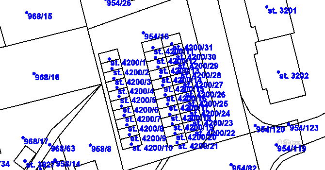 Parcela st. 4200/15 v KÚ Klatovy, Katastrální mapa