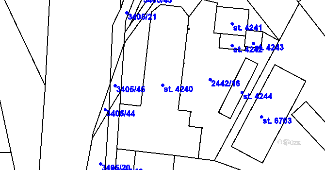 Parcela st. 4240 v KÚ Klatovy, Katastrální mapa