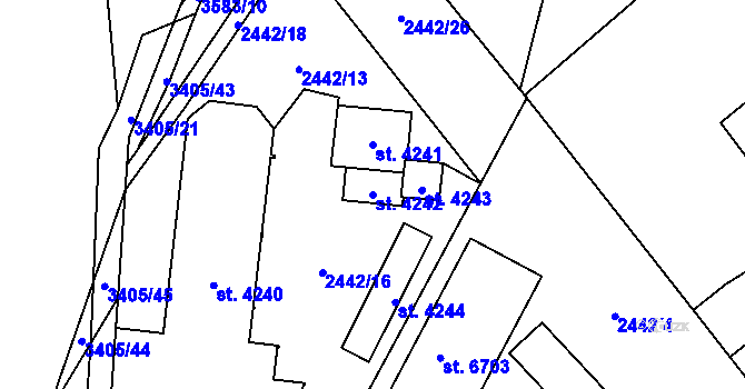 Parcela st. 4242 v KÚ Klatovy, Katastrální mapa