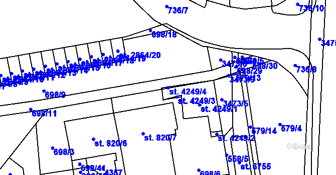 Parcela st. 4249/4 v KÚ Klatovy, Katastrální mapa