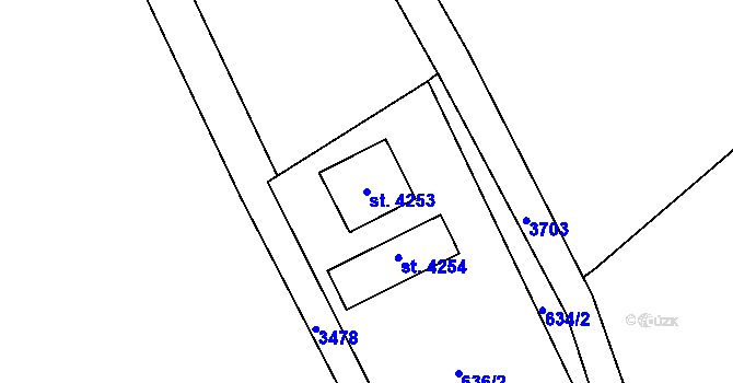 Parcela st. 4253 v KÚ Klatovy, Katastrální mapa