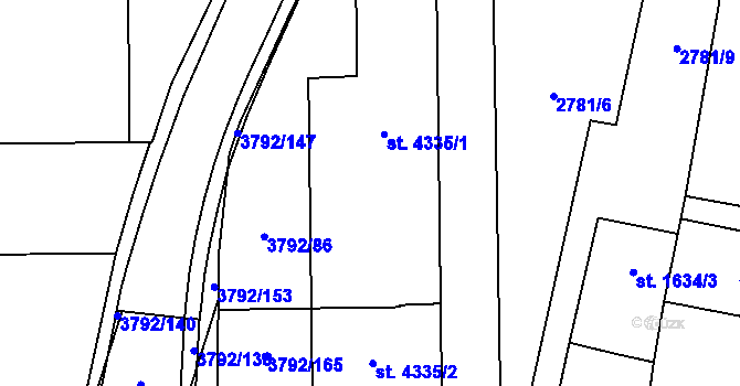 Parcela st. 4335 v KÚ Klatovy, Katastrální mapa