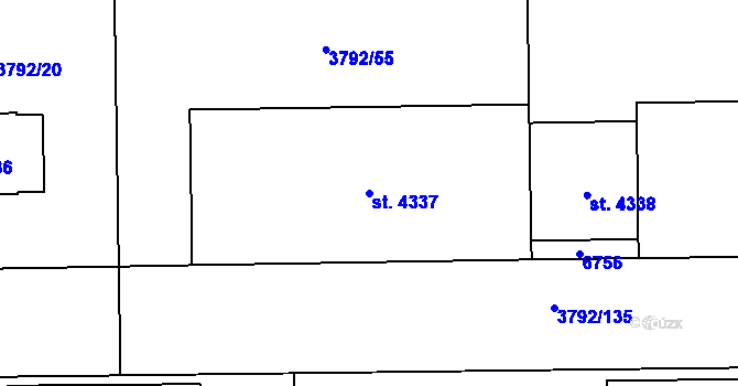 Parcela st. 4337 v KÚ Klatovy, Katastrální mapa