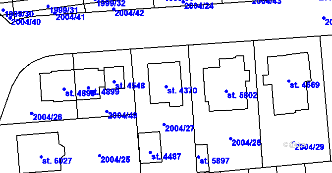 Parcela st. 4370 v KÚ Klatovy, Katastrální mapa
