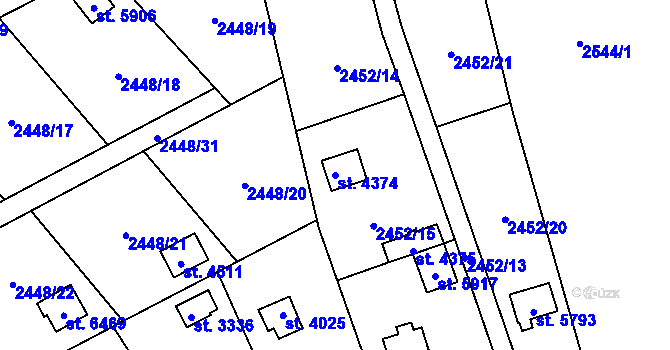 Parcela st. 4374 v KÚ Klatovy, Katastrální mapa