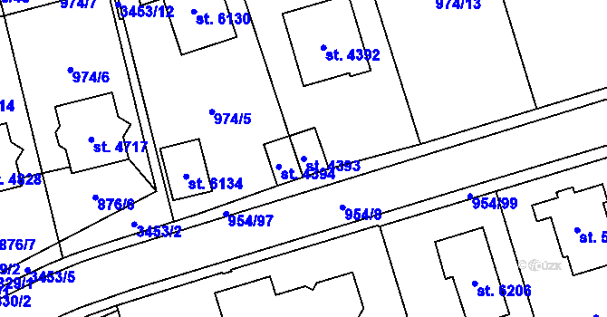 Parcela st. 4393 v KÚ Klatovy, Katastrální mapa