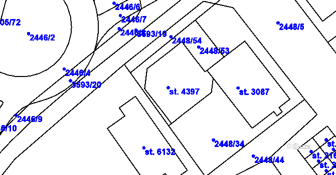 Parcela st. 4397 v KÚ Klatovy, Katastrální mapa