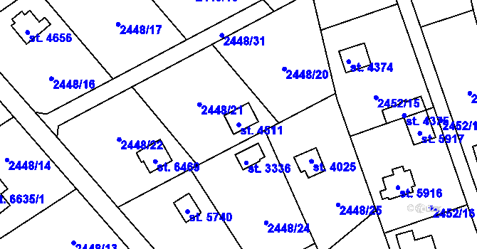 Parcela st. 4511 v KÚ Klatovy, Katastrální mapa