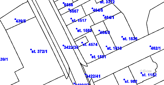 Parcela st. 4574 v KÚ Klatovy, Katastrální mapa