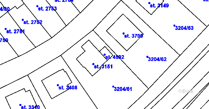 Parcela st. 4592 v KÚ Klatovy, Katastrální mapa