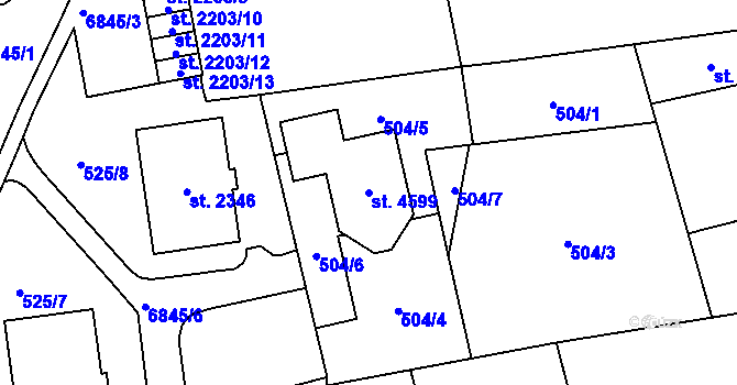 Parcela st. 4599 v KÚ Klatovy, Katastrální mapa