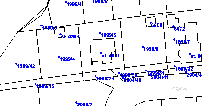 Parcela st. 4601 v KÚ Klatovy, Katastrální mapa