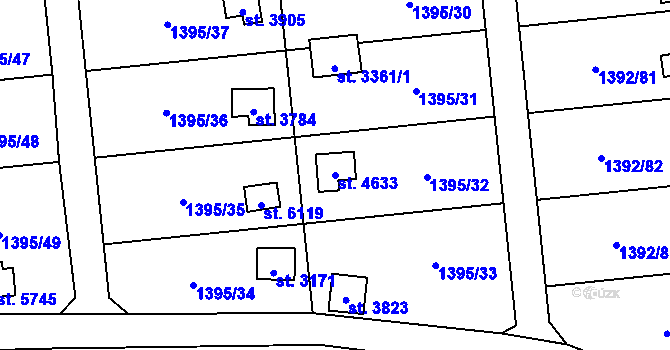 Parcela st. 4633 v KÚ Klatovy, Katastrální mapa