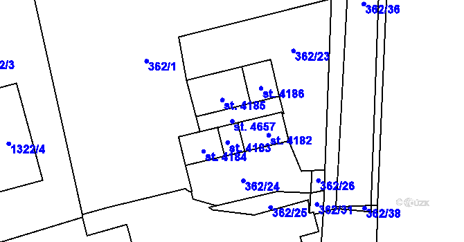 Parcela st. 4657 v KÚ Klatovy, Katastrální mapa